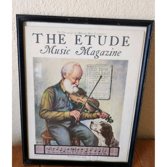 February 1931 THE ETUDE‎ MUSIC MAGAZINE Old Timers Fiddlers Contest Cover Framed - Picture 1 of 2